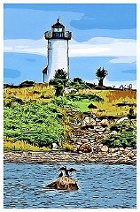 Tarpualin Cove Light Tower in Massachusetts - Digital Painting